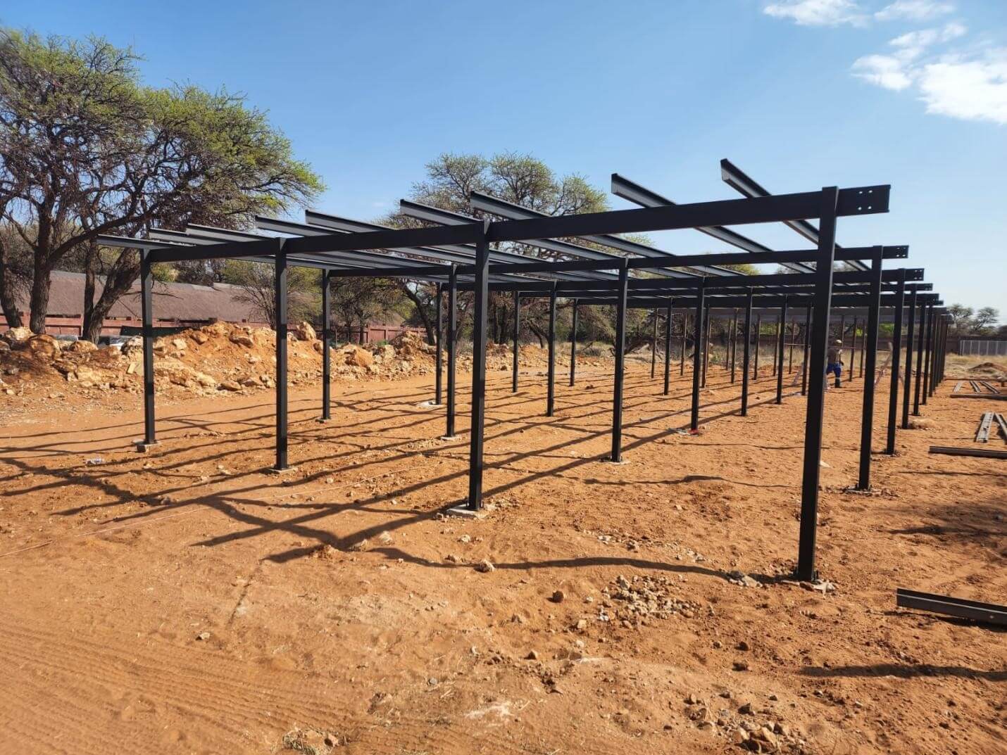 Steel frame and solar installation in Kathu